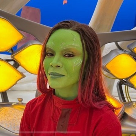 Zoe Saldana in her Gamora Makeup.